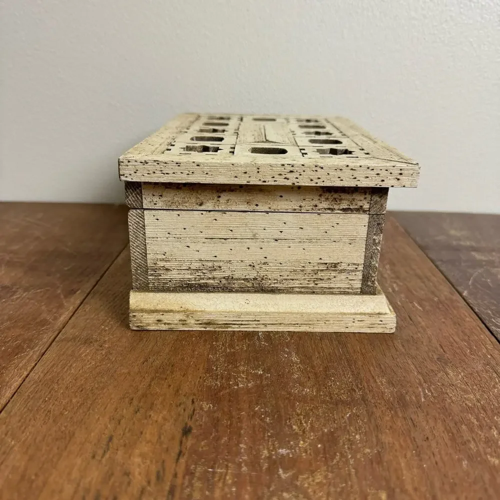 Vintage JAPAN Intricate Wood inlay pattern Jewelry‎ Music Box Velvet lined